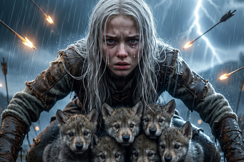 ARROWS FELL LIKE RAIN — THE OMEGA GIRL SHIELDED THE ALPHA KING CUBS AND DID NOT MOVE