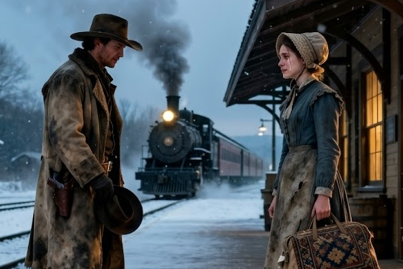 “The Groom Laughed When She Stepped Off the Train — A Cowboy Saw Her Cry and Offered Forever”