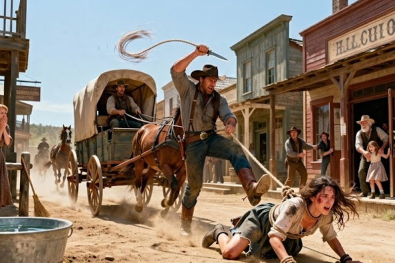 She Was Dragged Through Town on a Wagon Rope—Until a Giant Cowboy Stepped Out and Cut the Line