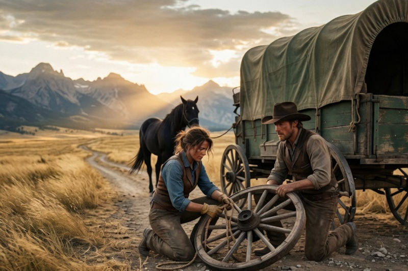 She Helped a Millionaire Cowboy Fix His Wagon Wheel… Next Day a Mysterious Wagon Arrived