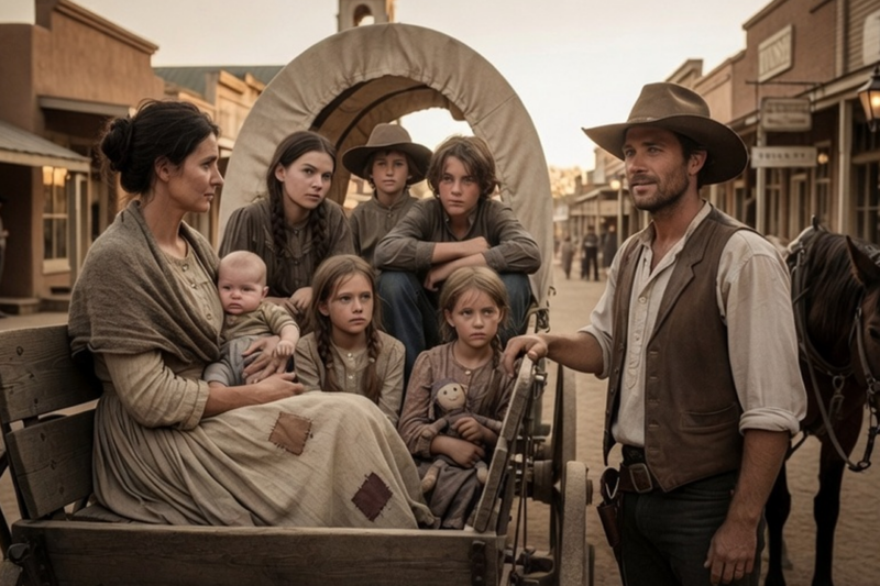 A WIDOW ARRIVED WITH FIVE CHILDREN AND NO HOPE, THE COWBOY SAID “I HAVE ROOM FOR ALL”