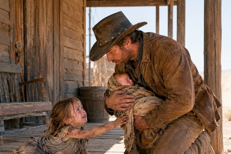 “PLEASE… JUST TAKE MY BROTHER,” THE FREEZING GIRL BEGGED — BUT THE LONELY RANCHER SAID “I’M TAKING BOTH OF YOU”