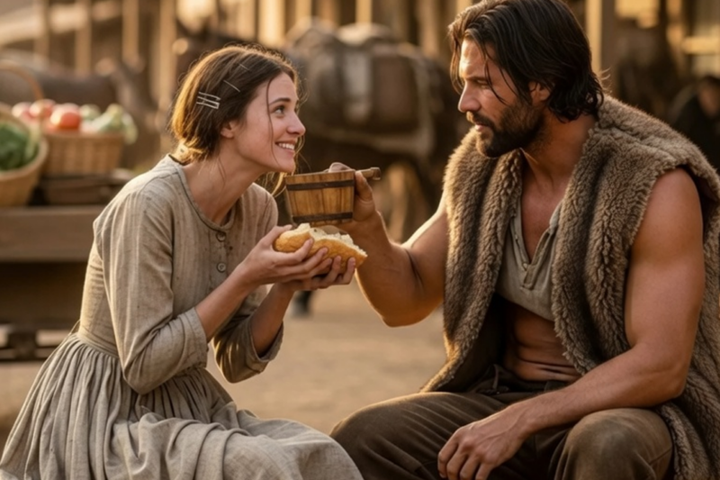 MOUNTAIN MAN SAW HER FAINT FROM HUNGER AT THE MARKET—HE FED HER AND NEVER LET HER GO HUNGRY AGAIN