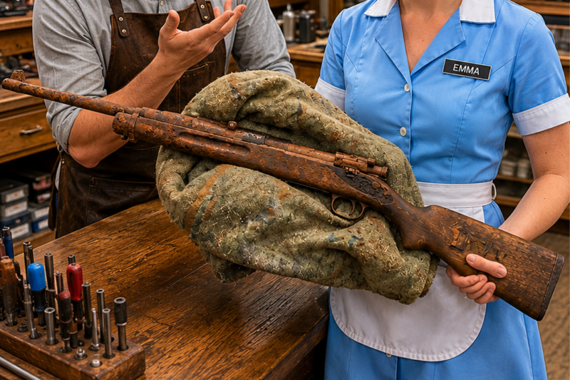 THE RIFLE THE WAITRESS BROUGHT IN