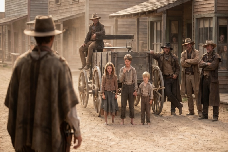 THEY CHAINED THREE ORPHANS TO A WAGON… THE NAMELESS GUNSLINGER MADE THEM REGRET IT