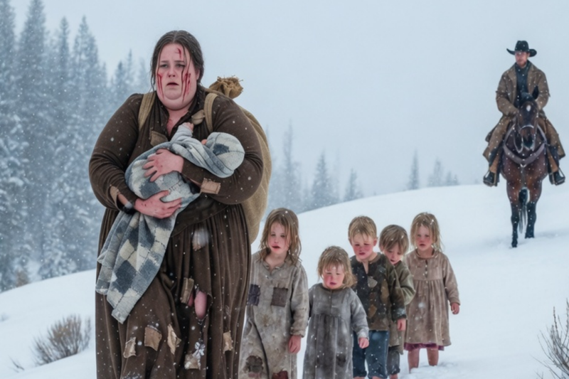 “YOU DON’T HAVE TO DO THIS ALONE,” THE COWBOY SAID — AFTER SEEING AN OBESE WIDOW CARRY SIX CHILDREN