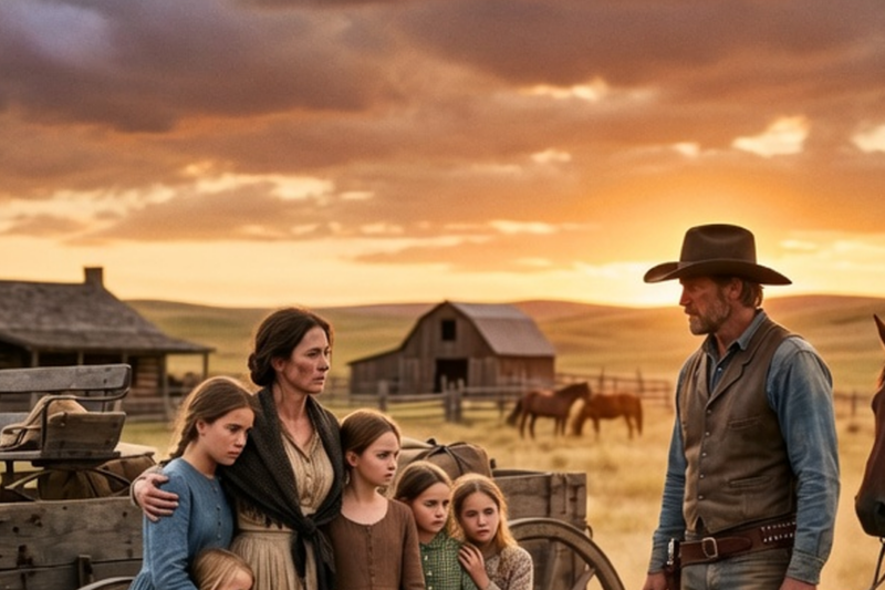 SHE ARRIVED WITH FIVE DAUGHTERS AND NO HOPE — THEN THE RANCHER SPOKE