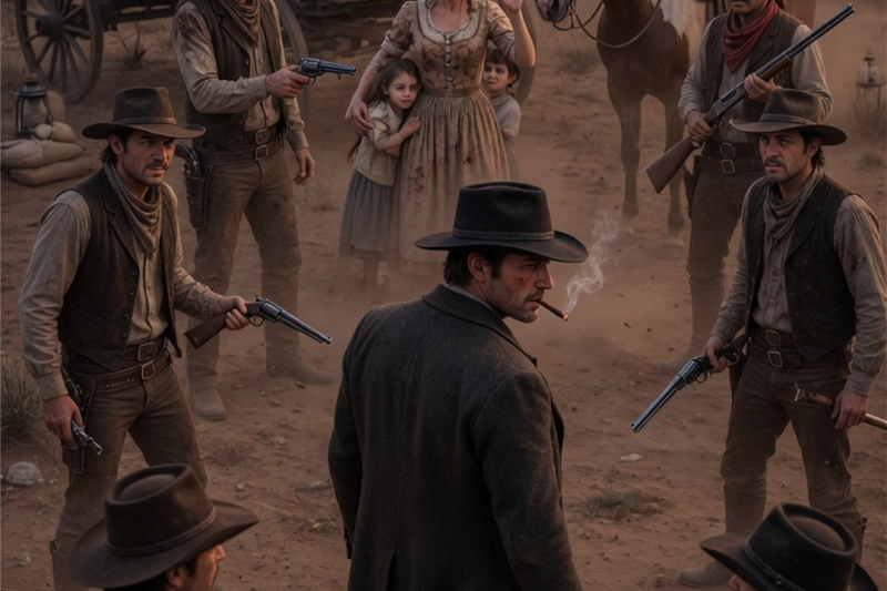 Bandits Surrounded a Helpless Family… But the Quiet Father Was a Deadly Nameless Gunslinger