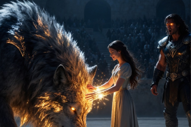 THEY FORCED HER INTO THE ARENA WITH A STARVED LYCAN — IT BOWED AT HER FEET & REFUSED TO ATTACK