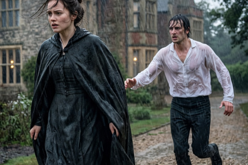 YOU’RE DISMISSED. SHE CURTSIED AND LEFT—THE DUKE FOLLOWED HER INTO THE RAIN…