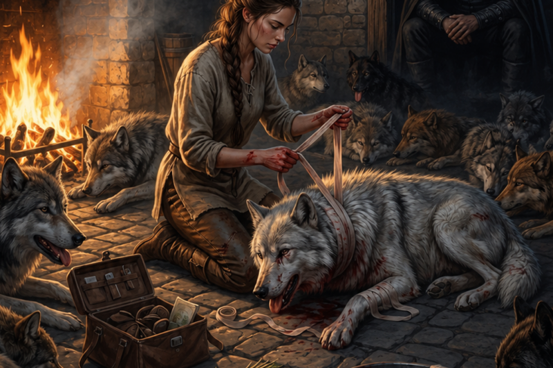 20 WOLVES COLLAPSED AT HER CABIN DURING THE BLIZZARD — THE OMEGA DIDN’T KNOW ONE WAS THE ALPHA KING