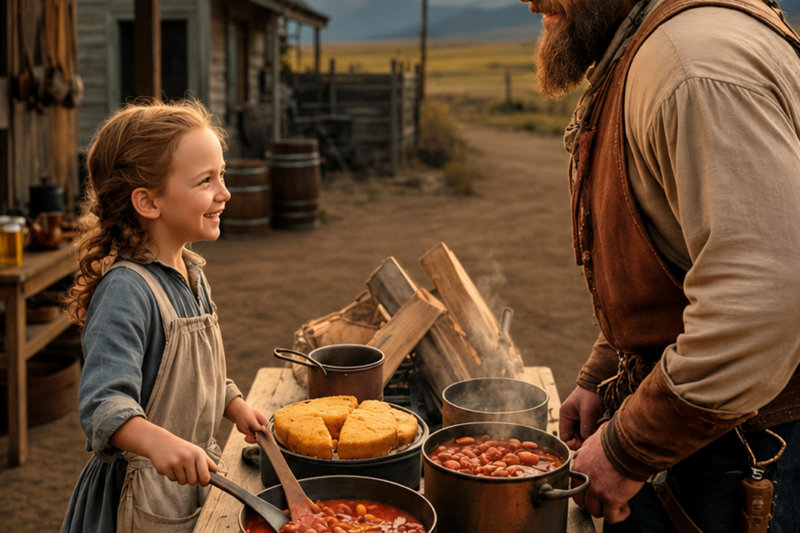 “I DON’T TALK MUCH — BUT I CAN COOK,” SAID THE LITTLE GIRL TO THE MOUNTAIN MAN