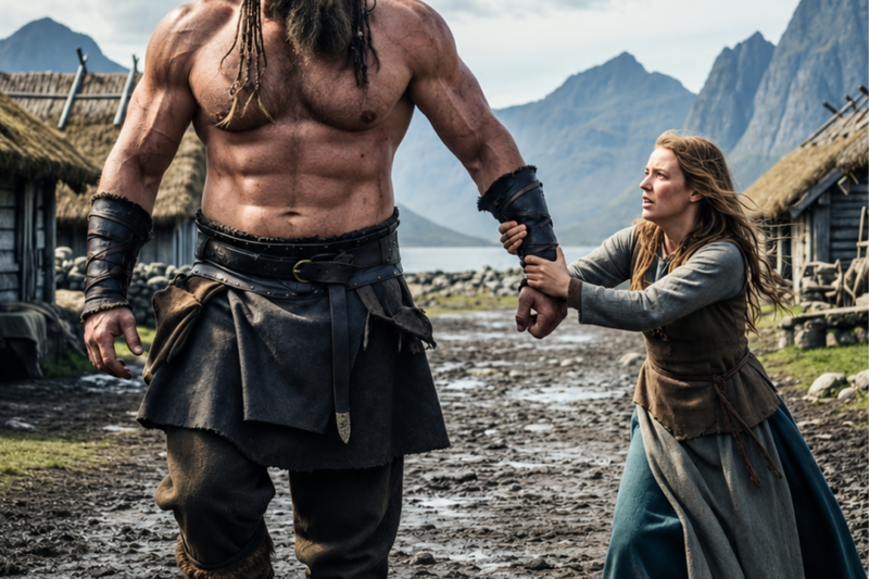 SHE GRABBED A STRANGER’S HAND TO ESCAPE HER EX — UNAWARE HE WAS THE GIANT VIKING EVERYONE FEARED
