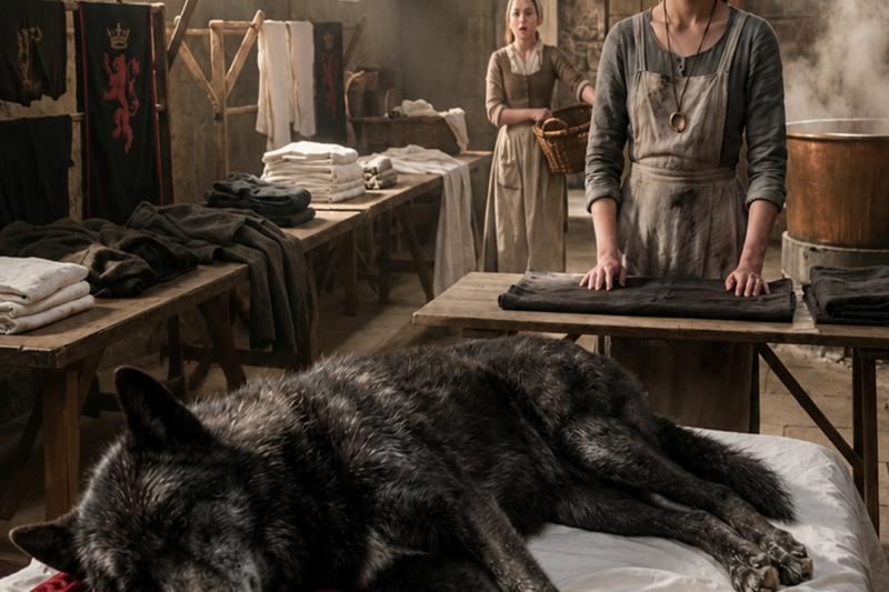WHY IS THE ALPHA KING’S BEAST SLEEPING IN THE LAUNDRY? THE MAID ASKED—A SERVANT WAS FOLDING INSIDE