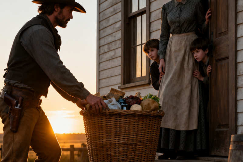 HE FOUND HER FEEDING SCRAPS TO HER CHILDREN — RANCHER SENT A FULL BASKET AND NEVER MENTIONED IT AGAIN