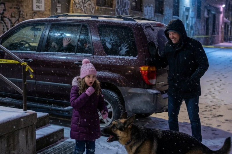 8-Year-Old Girl Dragged by Her German Shepherd Into a Snowy Alley at Night — Then She Heard 3 Knocks From the Darkness… What Happened Next Shocked the World!