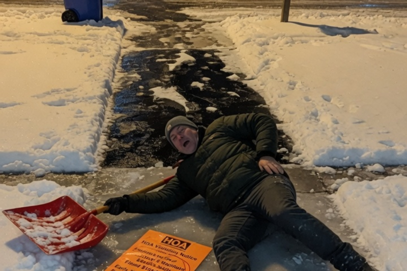 HOA Tried Fining Me For Early Shoveling, Then Slipped On Ice When I Stopped Clearing Shared Walk