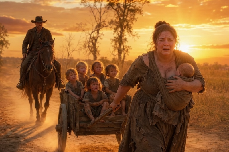 COME WITH ME NOW: THE SILENT COWBOY AND THE OBESE WIDOW DRAGGING HER CHILDREN THROUGH A BLIZZARD
