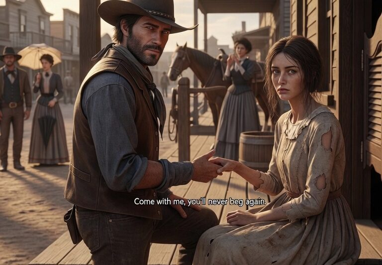 Cowboy Saw a Woman Begging Outside the Saloon, Said “Come With Me, You’ll Never Beg Again”