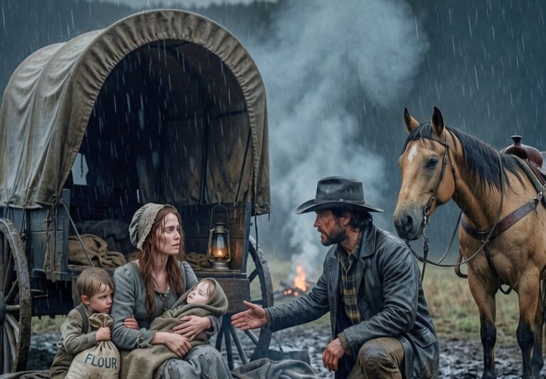 She Held Her Feverish Twins in the Rain — Then the Cowboy Changed Their Fate