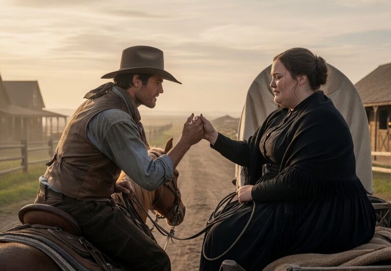 The Obese Widow Tried To Leave At Dawn, The Cowboy Stopped Her Horse And Said “Please Stay”