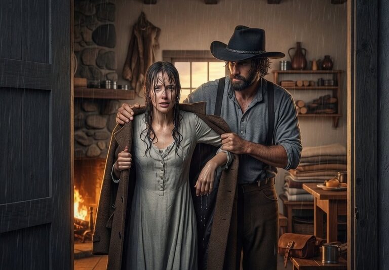 She Knocked on His Door Soaking Wet, The Mountain Man Gave Her His Coat and His Heart