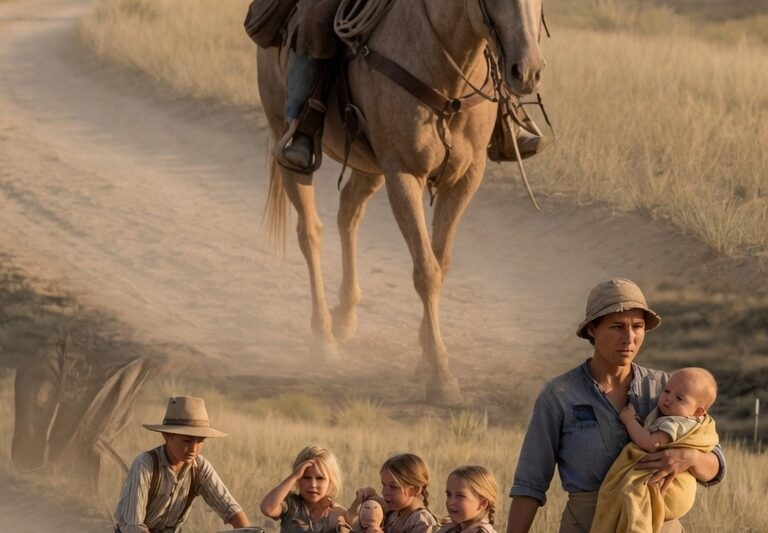 “Come With Me…” the Silent Cowboy Said When He Found a Widow Dragging 7 Crying Children