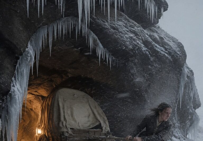 She Pulled a Wrecked Wagon Into a Rock Hollow and Sealed Every Gap — The Blizzard Skipped Right Over