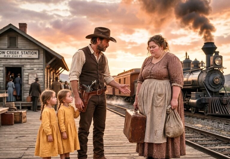 She Was Abandoned at the Station for Being Fat…… Then a Cowboy Whispered “My Twins Need You, Ma’am”