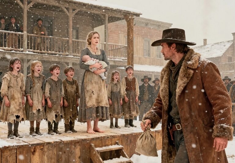 Widow With 6 Children Sold at Auction—Until a Silent Cowboy Changed Everything