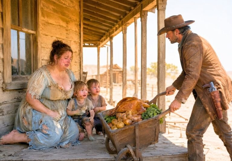 They Hadn’t Eaten for 3 Days—Then a Silent Rancher Knocked on Their Door with a Wagon Full of Hope