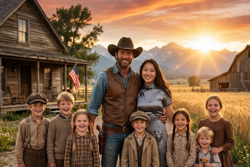 Giant Cowboy Bought the Barren Chinese Widow for $1 — 8 Years Later, She Gave Him 7 Children