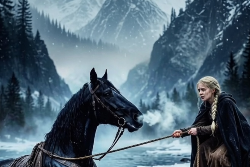 SHE PULLED THE ALPHA KING’S BLACK STALLION FROM AN ICY RIVER — THEN THE BEAST REFUSED TO LEAVE HER SIDE