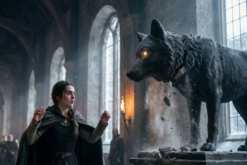THE SACRED WOLF STATUE HAD NOT MOVED IN 400 YEARS — UNTIL SHE STOPPED BESIDE IT