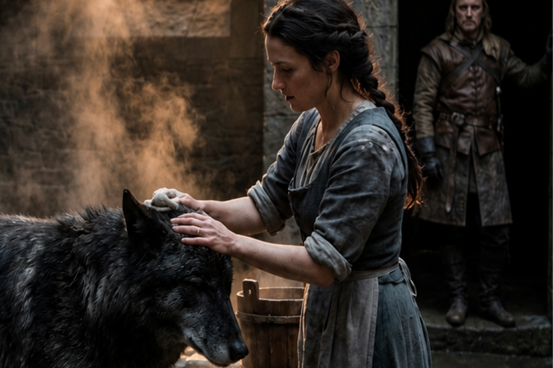 She Bathed the Wolf in an Afternoon Singing Softly — It Hadn’t Been Bathed in Three Years