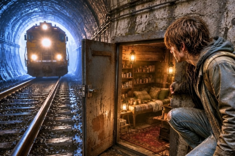 HE STUMBLED INTO A DARK MOUNTAIN TUNNEL TO ESCAPE DEATH AND UNLOCKED A FULLY STOCKED SECRET BUNKER BUILT FOR ONE MAN ALONE