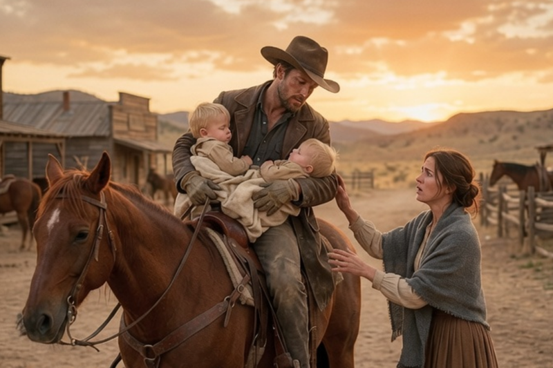 THE MAN WHO RODE OUT OF THE DARKNESS WITH TWO TINY LIVES IN HIS ARMS