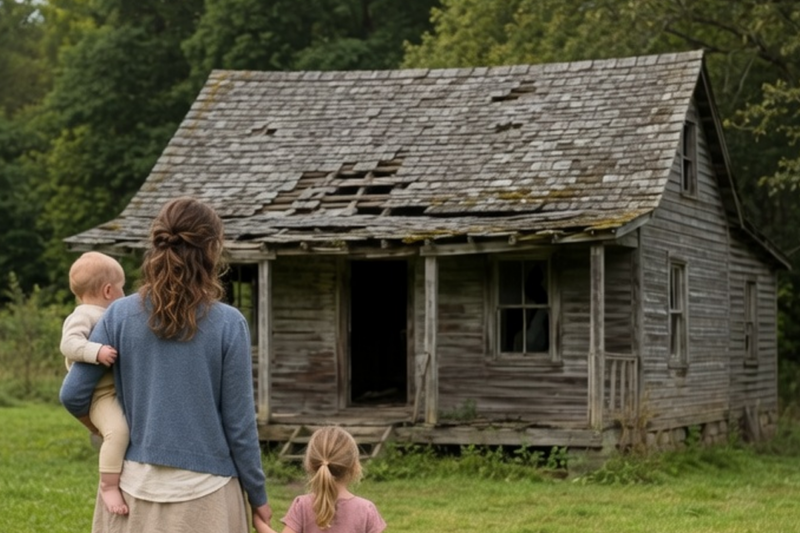 THE WIDOW WHO STOOD IN A FIELD WITH HER CHILDREN LOOKING AT A BROKEN HOUSE…  AND THE SECRET IT HELD