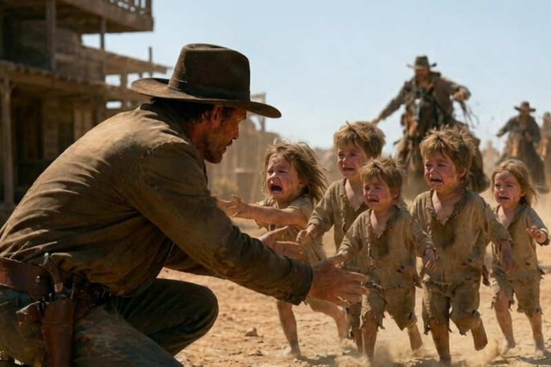 FIVE TERRIFIED ORPHANS RAN TO A COWBOY FOR HELP — THEN THE MEN BEHIND THEM ARRIVED