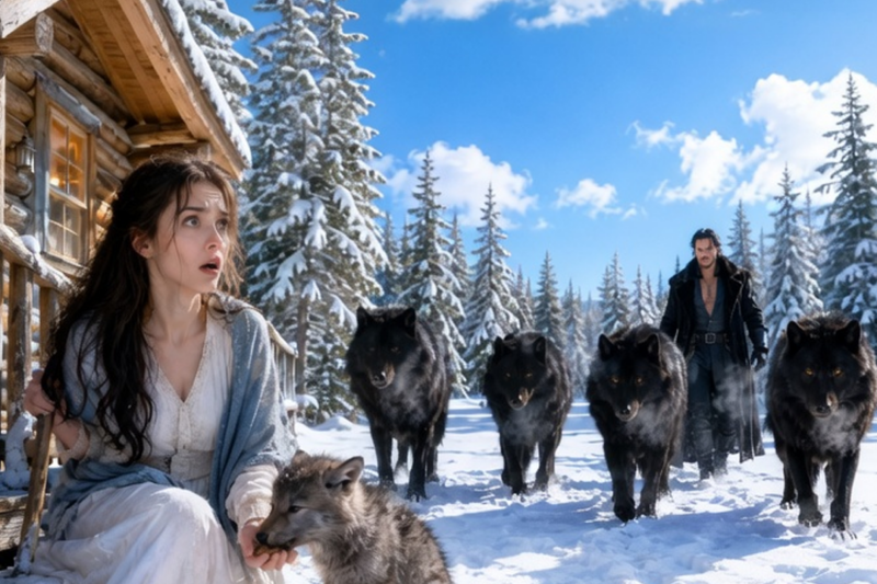 Rejected Omega Fed a Pup Every Day — One Day, Four Black Wolves Pulled Up to Her Cabin