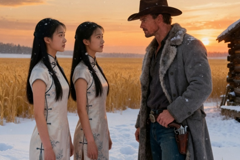 I HEARD YOU WANT A WIFE — WE ARE PERFECT FOR YOU. IDENTICAL CHINESE TWINS SAID TO THE LONE RANCHER