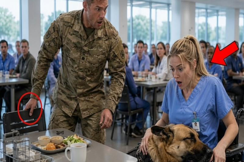 Can I Sit Here A Navy SEAL Asked a Disabled Nurse — Then His K9 Stopped the Whole Room