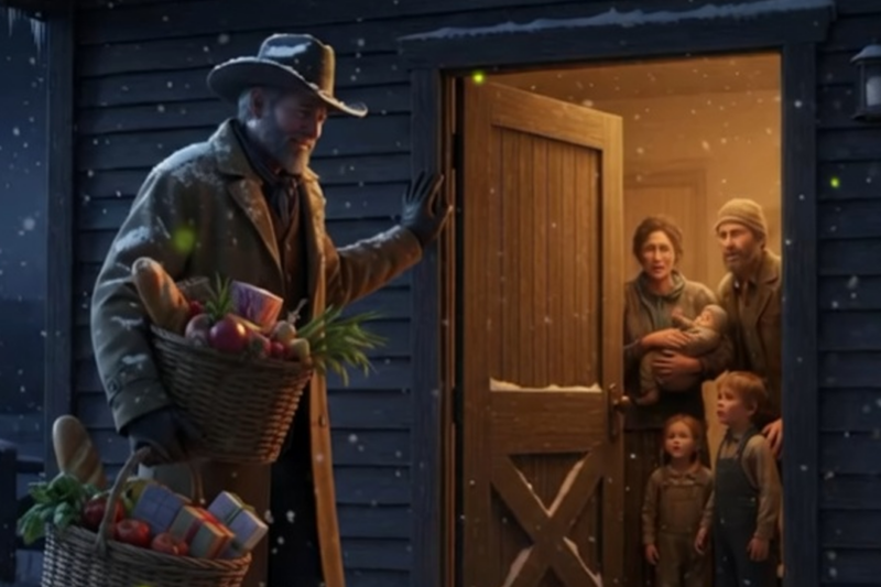 NO FOOD FOR CHRISTMAS DINNER — UNTIL A LONE RANCHER BROUGHT A FEAST AND BECAME FAMILY