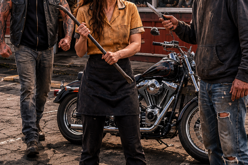 THE WAITRESS WHO STOOD BETWEEN A BIKER AND HIS BIKE