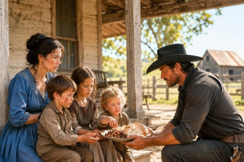 Starving Widow Said “Feed My Children First” — The Rancher Fed All of Them and Stayed