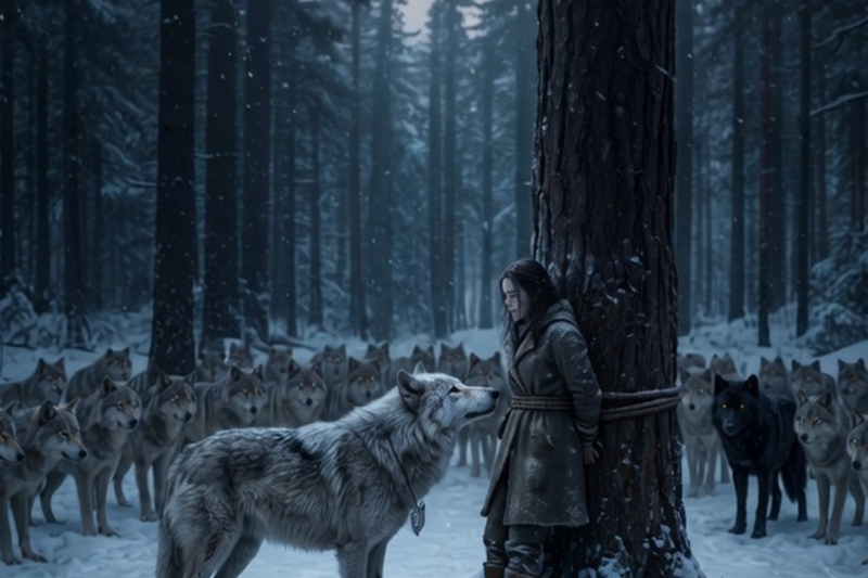 SHE WAS LEFT TIED TO A TREE IN THE SNOW AS PUNISHMENT—BY MORNING 40 WOLVES MADE A CIRCLE AROUND HER