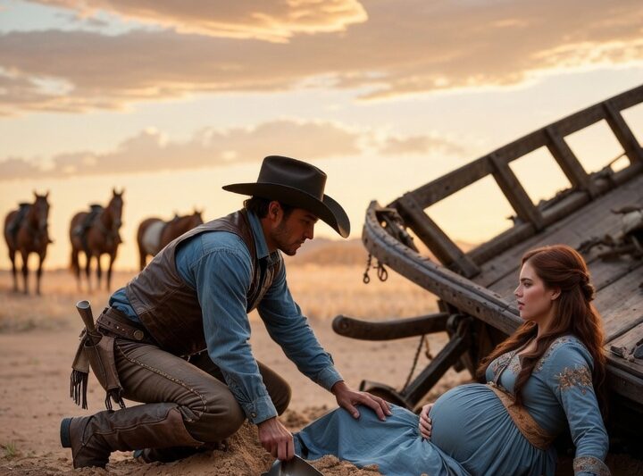 The Wagon Overturned With Her Pregnant And Trapped, A Cowboy Heard Her Cries And Dug Her Out Aliv