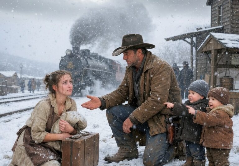 Rejected at the Station — Until a Cowboy Whispered: ‘My Twins Need a Mother Like You.’