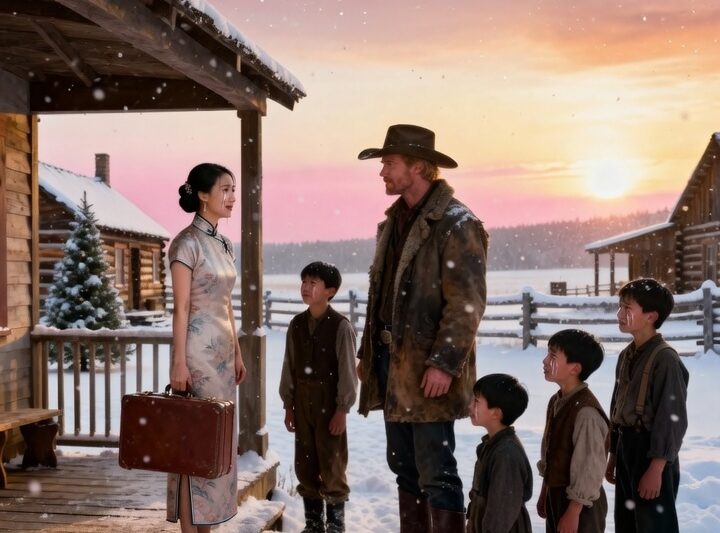 Christmas Storm Stranded Her at His Ranch — But Kids Begged Gunslinger to Make Chinese Widow Stay