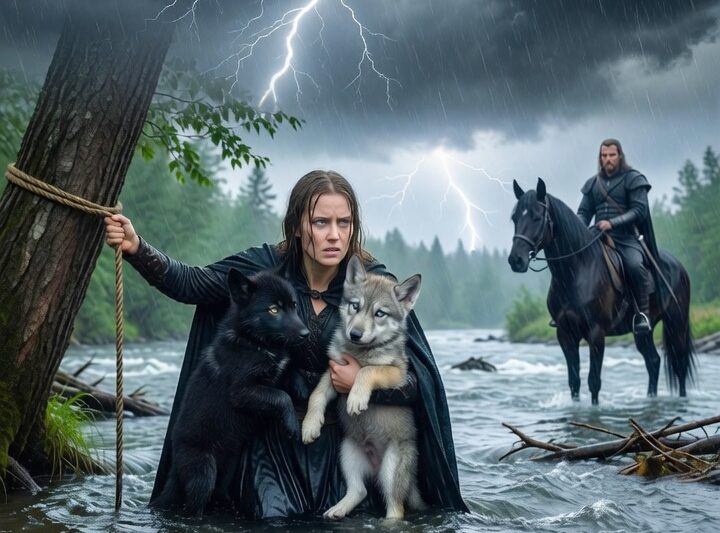 She Faced the Raging River for Two Helpless Pups — Unaware She Would Change the Alpha’s Fate